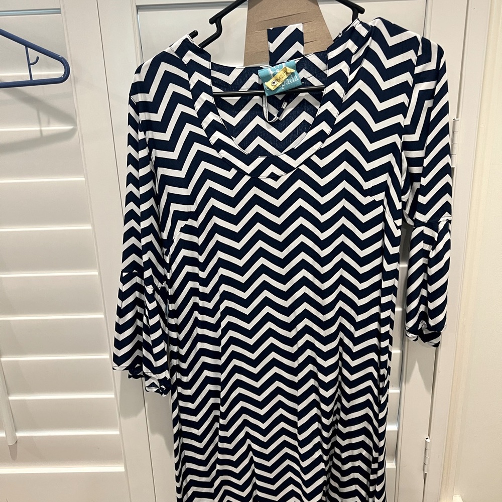 Blue and white summer dress